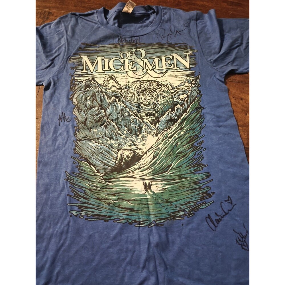 Of Mice & Men T-Shirt S Small Black Water Ocean Ice Tultex Signed